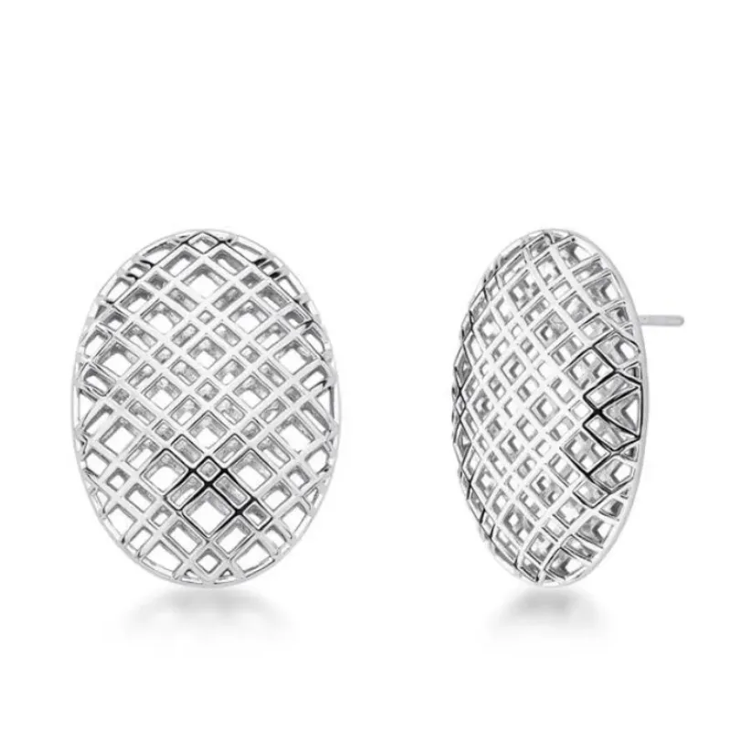 Brinco Oval texturizado Vazado